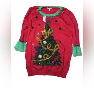 Ugly Christmas‎ sweater tree red green festive XXL